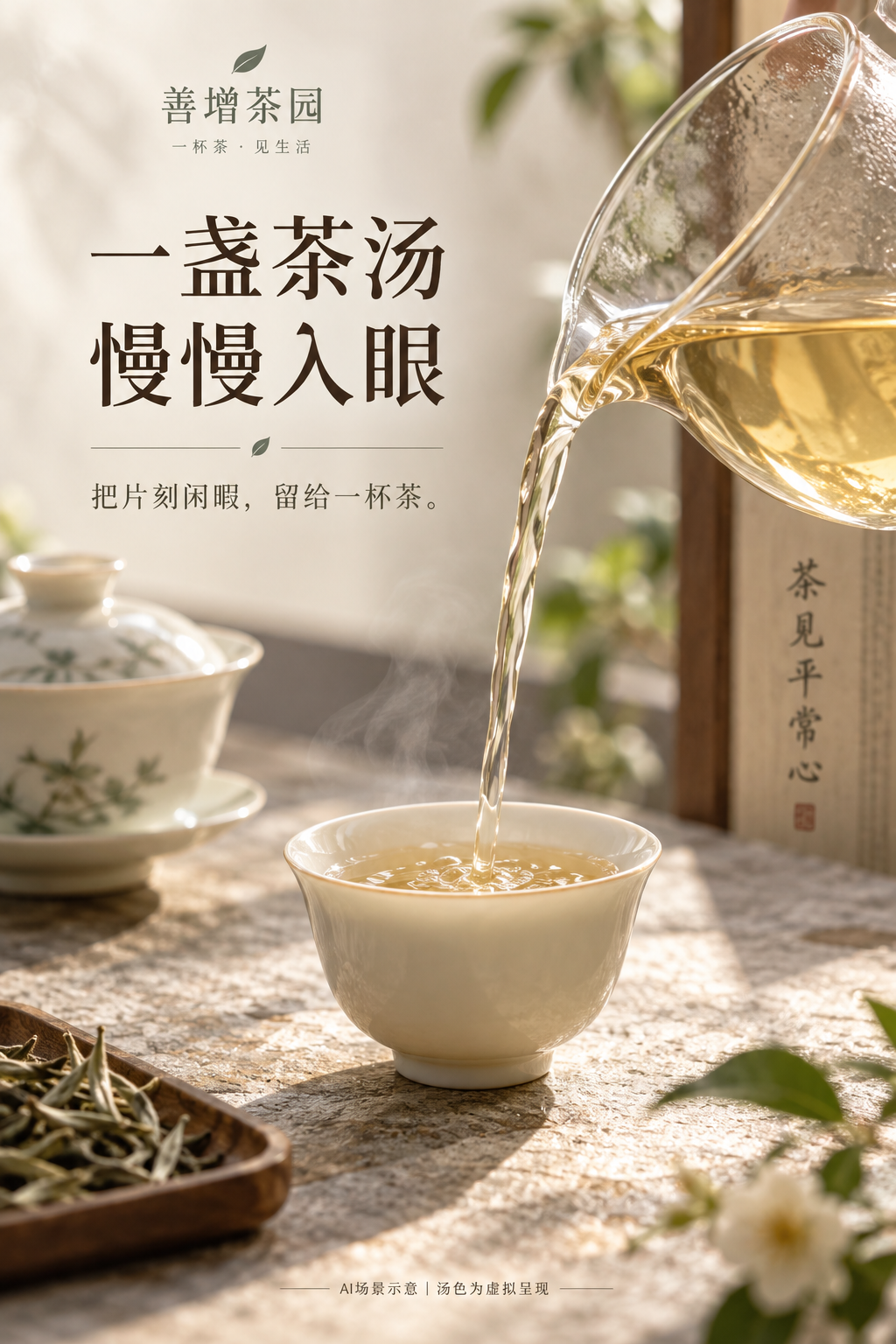 注水与白茶茶汤视觉示意