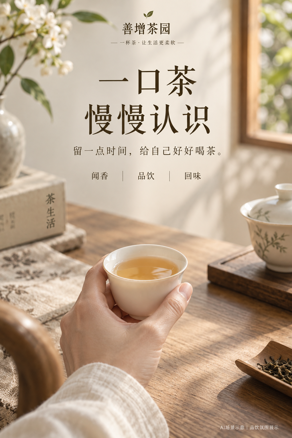 手持茶杯的生活方式效果图